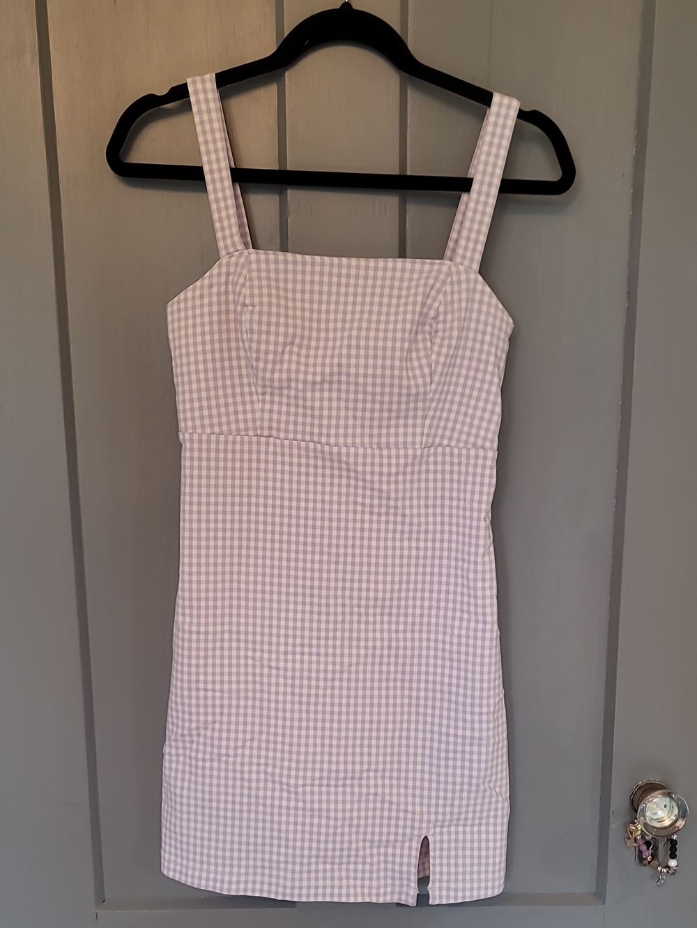 Hollister Lilac Gingham Square-Neck Mini Dress